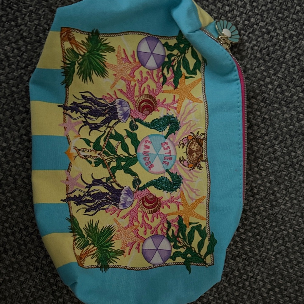 Estee Lauder coastal tropical seashell Cosmetic Bag - Blue and Yellow